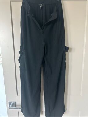 AQUA Black Wide-Leg Women's Jumpsuit Pants